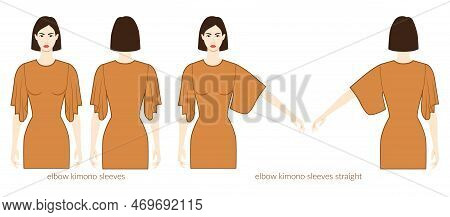 Kimono Sleeves Elbow Length Clothes Character Beautiful Lady In Ochre Top, Shirt, Dress Technical Fa