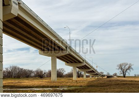 Sylvan Avenue Bridge Viewed From Trammell Crow Park In Dallas, Texas