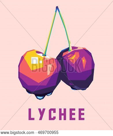 Lychee Food Design In Wpap Pop Art Illustration High Quality Posters.