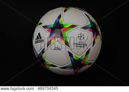Varna, Bulgaria - December 6, 2022: Adidas Ucl Pro Void. The Official Match Ball Of Champions League