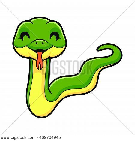 Vector Illustration Of Cute Easten Racer Snake Cartoon