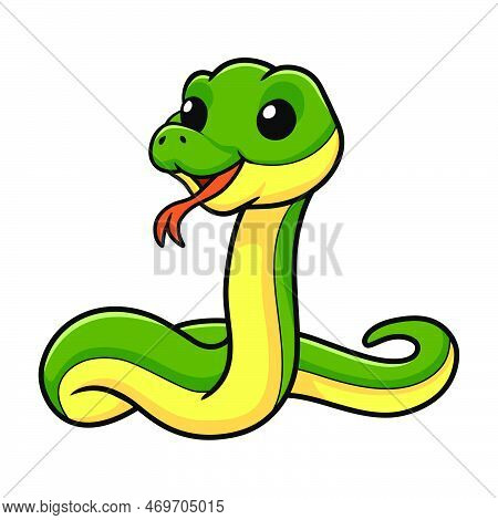 Vector Illustration Of Cute Easten Racer Snake Cartoon
