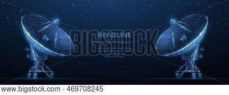 Abstract 3d Satellite Antenna. Radio Telecommunication, Astronomical Telescope, Military Radar, Univ