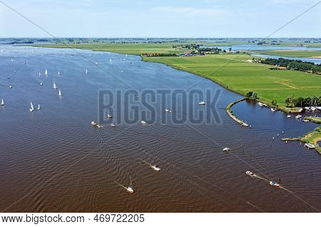 Aerial From Sailing On The Heegermeer In Froiesland The Netherlands