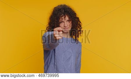 Angry Aggressive Young Woman Showing Fig Negative Gesture, You Dont Get It Anyway. Rapacious, Avaric