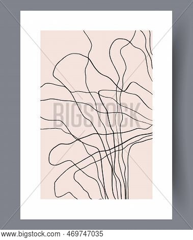 Scandinavian Abstract Wall Art. Minimalistic Art Vector Poster. Hand Drawn Minimalism Design For Int