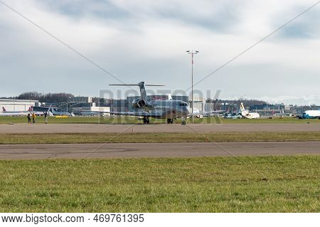 Zurich, Switzerland, January 19, 2023 Gulfstream G650 Business Aircraft Is Parking On The Apron Duri