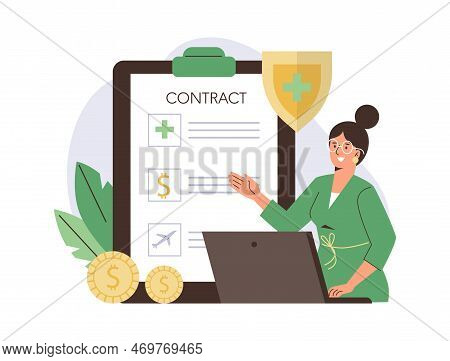 Employer Offers Benefits And Preferential Programs, Flat Vector Illustration.