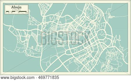 Abuja Nigeria City Map In Retro Style. Outline Map. Vector Illustration.
