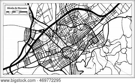 Alcala De Henares Spain City Map In Retro Style. Outline Map. Vector Illustration.