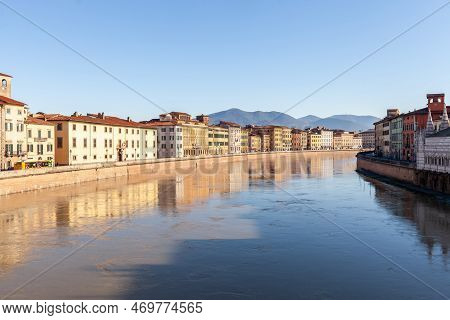 Beautiful Lungarno View In The City Of Pisa