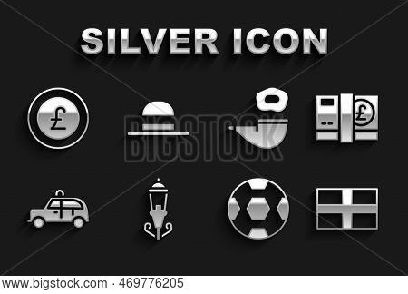 Set Vintage Street Light, Pound Sterling Money, Flag Of England, Football Ball, Taxi Car, Smoking Pi