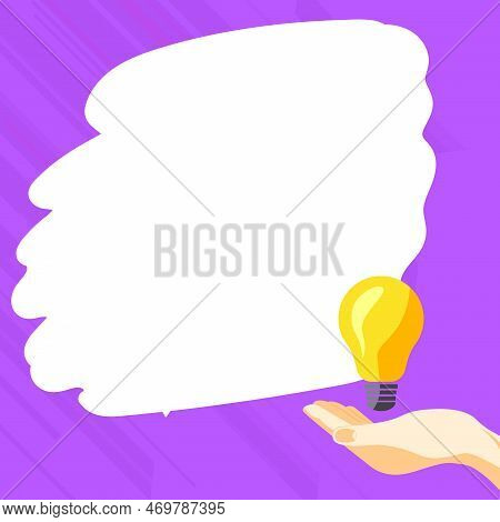 Drawn Hand Holding Yellow Bulb. Important Message Written On White Textholder. Main Information In C