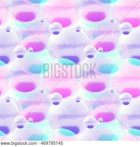 Soap Bubbles Seamless Pattern, Scanlines Effect, 3d Render