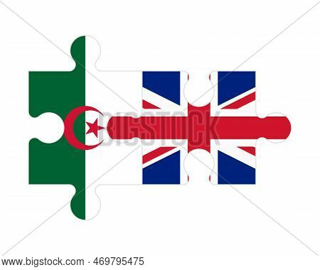 Connected Puzzle Of Flags Of Algeria And United Kingdom, Vector