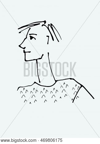 Avatar Of A Young Man. Flat Style, Isolated Vector Element