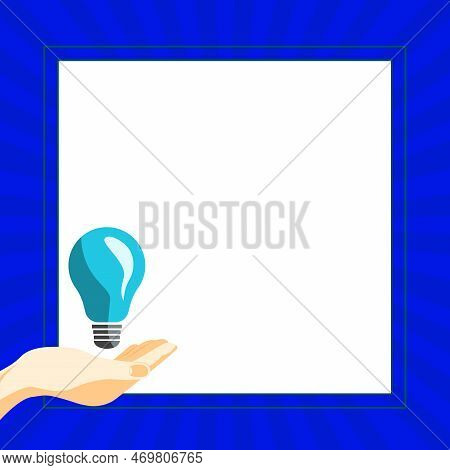Drawn Hand Holding Yellow Bulb. Important Message Written On White Textholder. Main Information In C