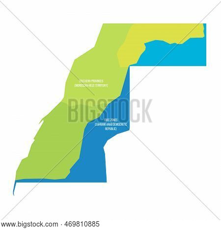 Western Map Of Land Divided Between Morocco And Sahrawi Arab Democratic Republic By Moroccan Western