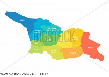 Georgia Political Map Of Administrative Divisions - Regions And Autonomous Republics Of Abkhasia And