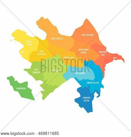 Azerbaijan Political Map Of Administrative Divisions - Districts, Cities And Autonomous Republic Of 