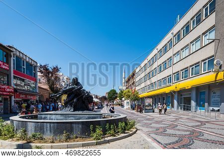 Edirne, Turkey - September 2022: Edirne Downtown Street View In The City Of Edirne, Turkey. Edirne I