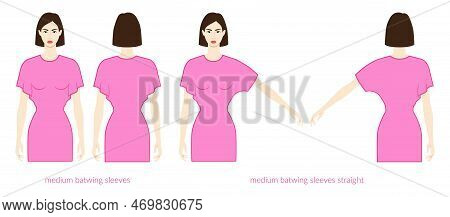 Batwing Sleeves Short Length Clothes Character Beautiful Lady In Pink Top, Shirt, Dress Technical Fa