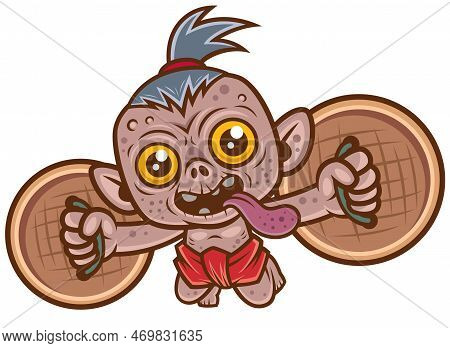 Vector Illustration Of Cartoon Monster, Thai Ghost, Krahang