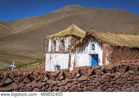 Chapel In El Tatio Machuca In Atacama Desert Altiplano, Chile, South America