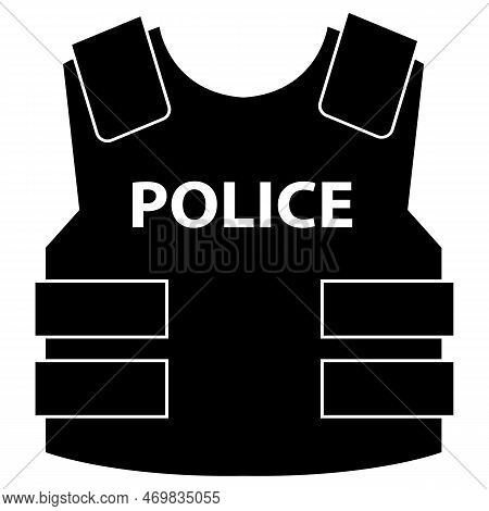 Bulletproof Vest Icon On White Background. Police Bulletproof Vest Sign. Bullet Proof Vest Symbol. F