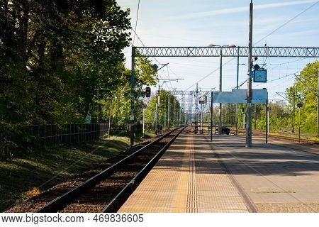Railway Station. The Way Forward Railway For Train. Empty Railway Track For Locomotive. Transportati