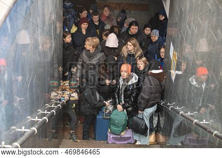 Ukrainian Refugees On Lviv Railway Station Escaping To Europe During Russian War
