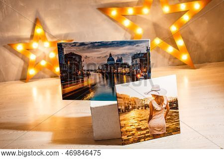 Modern Lliving Room Interior With Venice, Italy, Canvas On The Wall - It Is My Photo Available In Sh