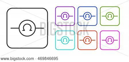 Black Line Ohmmeter Icon Isolated On White Background. Set Icons Colorful. Vector