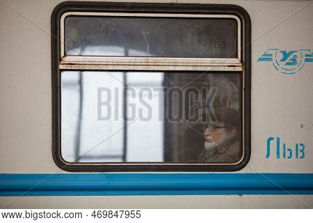 Refugees On Lviv Railway Station Waiting For Train To Escape To Europe During Russian War