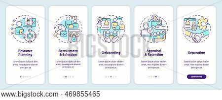 It Staffing Process Onboarding Mobile App Screen. Recruitment Walkthrough 5 Steps Editable Graphic I