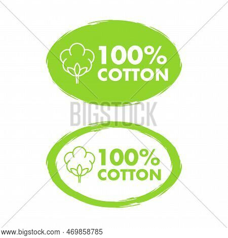 100 Cotton Label. Natural Fiber Sign. Vector Stock Illustration.