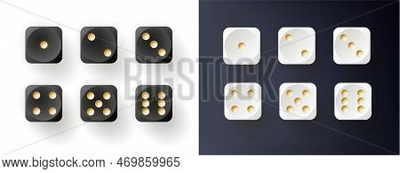 Set Of Dices In Different Colors. Vector