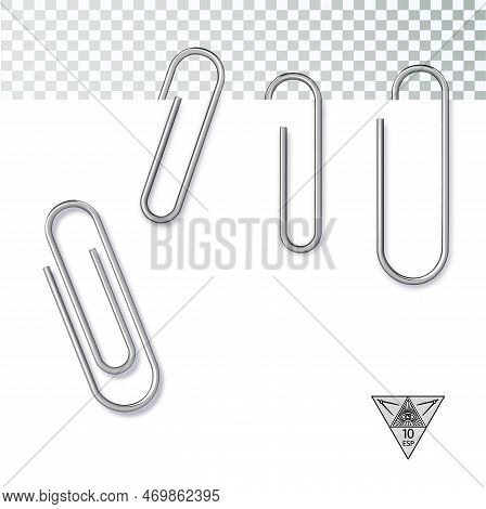 Set Of Paper Clip With Black Binder On White Background. Vector