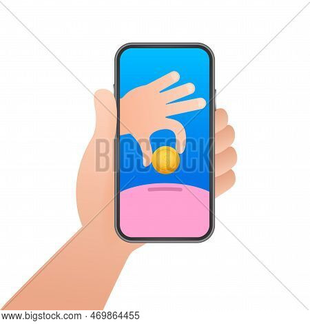Making Money While Do Nothing. Money Staircase. Profit, Piggy Bank. Vector Stock Illustration.