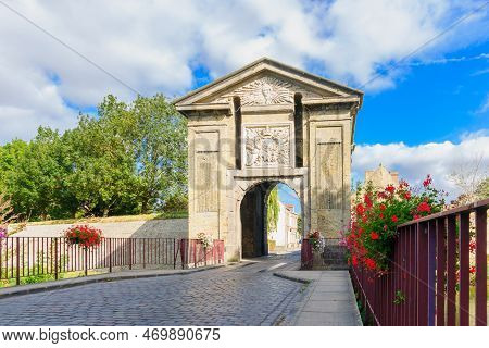 View Of The Gate Of Cassel, Incorporating The Radiating Sun Of Louis Xiv, In Bergues, Northern Franc
