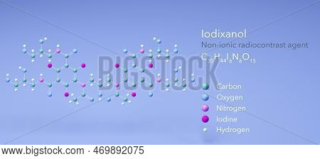 Iodixanol Molecule, Molecular Structures, C35h44i6n6o15, 3d Model, Structural Chemical Formula And A