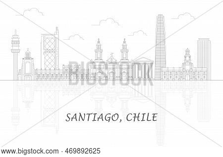 Outline Skyline Panorama Of City Of Santiago, Chile - Vector Illustration