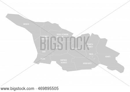 Georgia Political Map Of Administrative Divisions - Regions And Autonomous Republics Of Abkhasia And