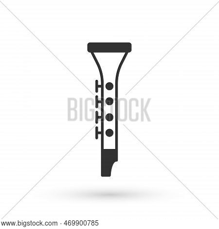 Grey Clarinet Icon Isolated On White Background. Musical Instrument. Vector