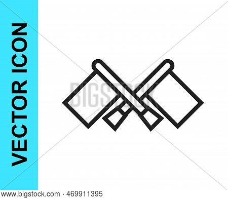 Black Line Flag Icon Isolated On White Background. Location Marker Symbol. Vector