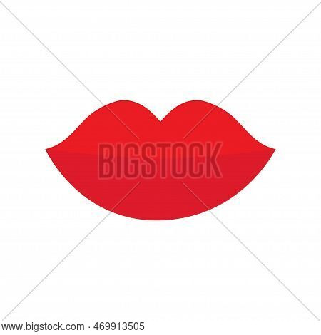 Red Lips Icon. Lipstick Makeup. Sexy Lip Collection. Woman Girl Female Mouth. Smile Kiss Shape. Fash