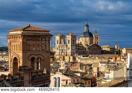 Toledo, Spain - Dec 01, 2022: Toledo, Spain. View Of The Old City From The Alcazar, Royal Palace Ove