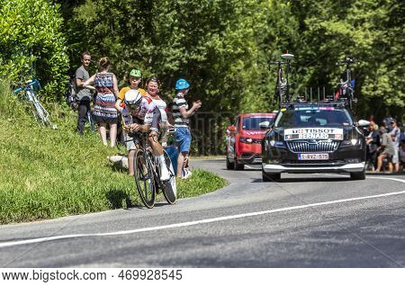 Bosdarros, France - July 19, 2019: The French Cyclist Julien Bernard Of Team Trek-segafredo Riding D