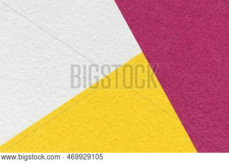 Texture Of Craft White, Yellow And Purple Shade Color Paper Background, Macro. Structure Of Vintage 