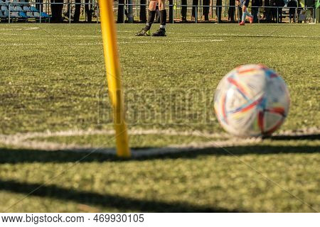 Stock Image Kid Game Football. Difocused Image